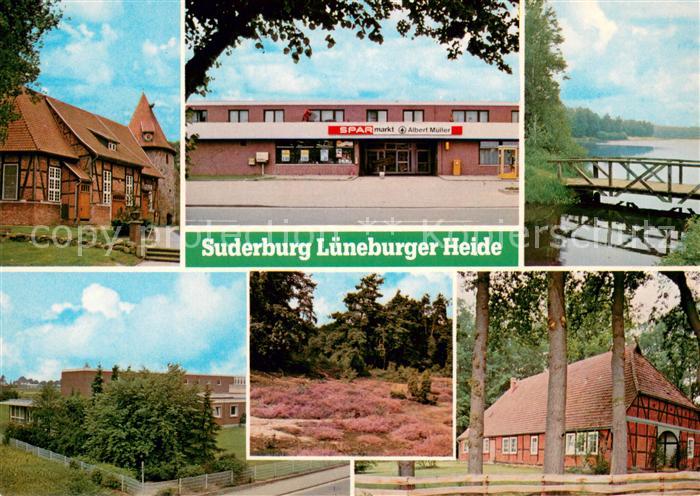 Suderburg Fachwerkhaeuser SPAR Markt Schule Heidelandschaft Bruecke
