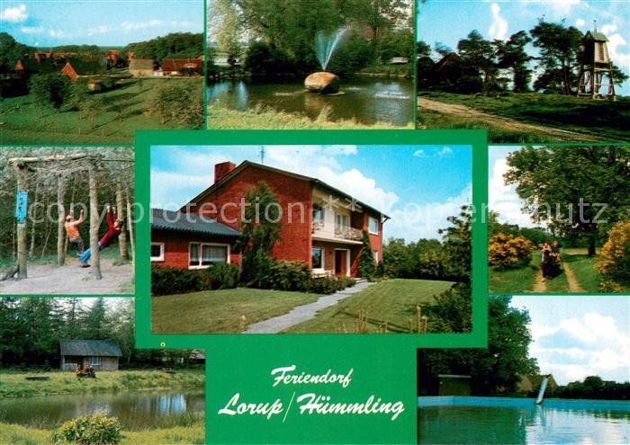 Huemmling Lorup Teilansicht Fontaene Hochsitz Spielplatz Weiher Waldweg Imbiss G