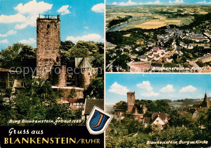 Blankenstein Ruhr Burg Blankenstein Fliegeraufnahme Panorama mit Burg und Kirche