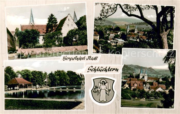 Schluechtern Kloster Schwimmbad Stadtpanorama