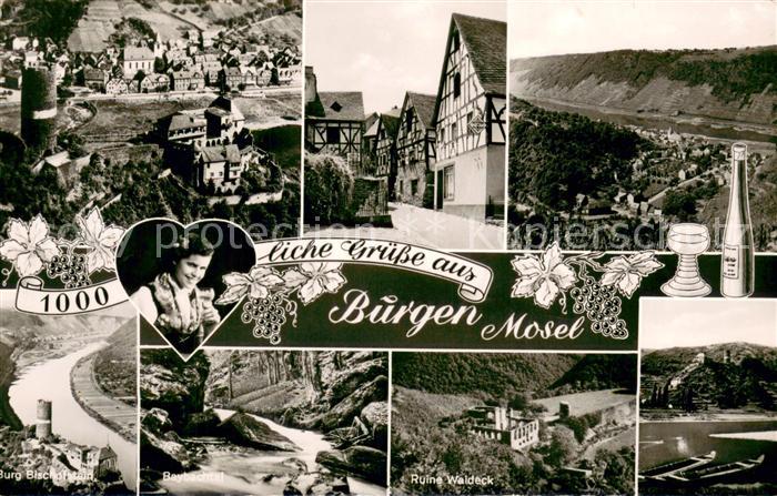 Burgen Mosel Teilansichten Altstadt Fachwerkhaeuser Burgruine Waldeck Moseltal