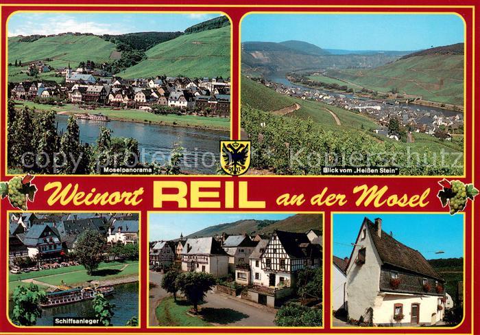 Reil Panorama Weindorf an der Mosel Blick vom heissen Stein Schiffsanleger