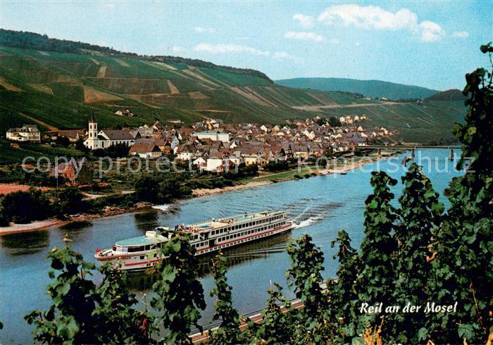 Reil Panorama Blick ueber die Mosel Fahrgastschiff