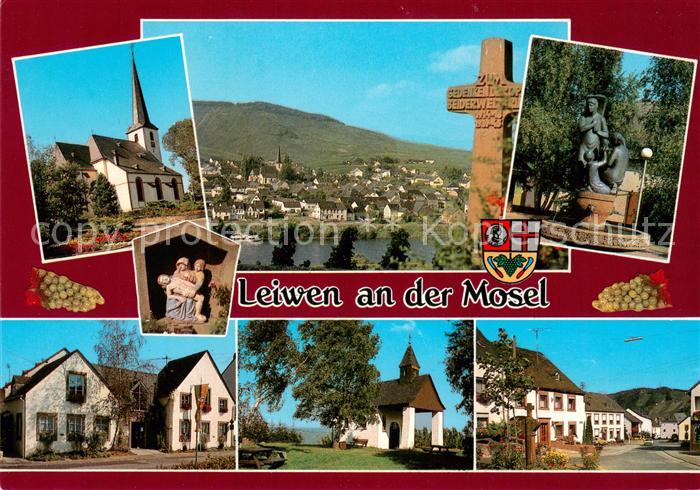 Leiwen Mosel Stadtansichten Kirche Kreuz Denkmal Brunnen