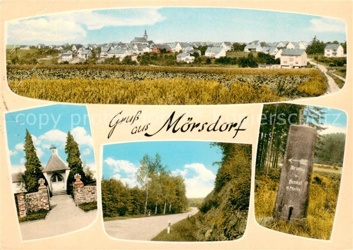 Moersdorf Hunsrueck Stadtpanorama Kapelle Landstrasse Wegweiser