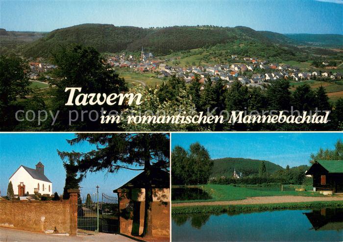 Tawern Panorama Mannebachtal Naturpark Saar Hunsrueck Kirche Partie am Wasser
