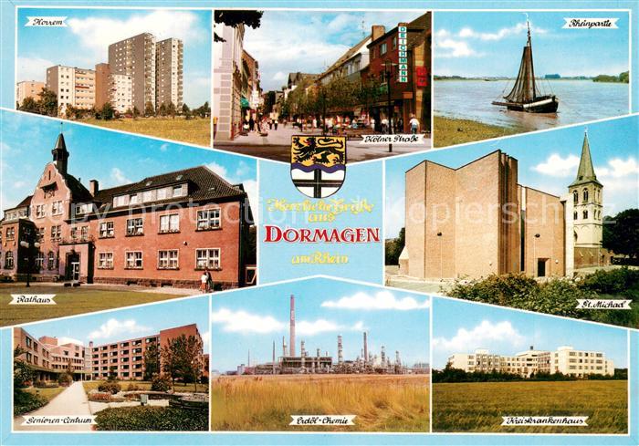 Dormagen Horrem Hochhaeuser Wohnsiedlung Koelner Strasse Rhein Fischkutter Ratha