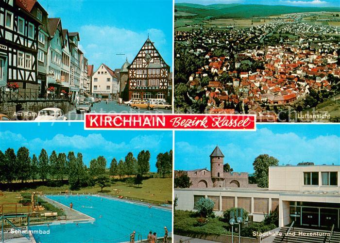 Kirchhain Hessen Altstadt Rathaus Freibad Stadthalle Hexenturm Fliegeraufnahme