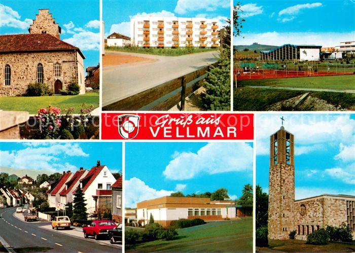 Vellmar Teilansichten Hauptstrasse Kirche Tennisanlage Wohnblock
