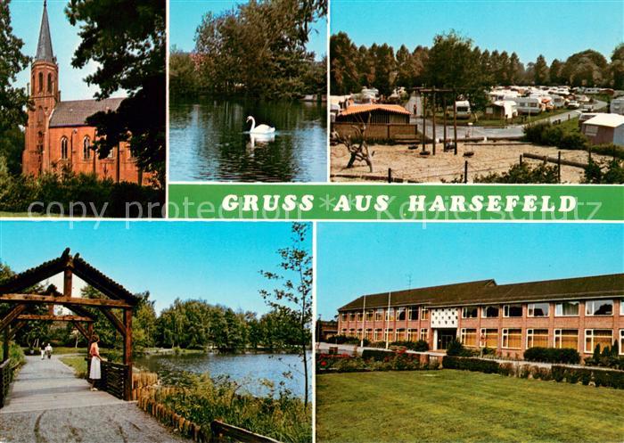 Harsefeld Kirche Partie am See Schwan Campingplatz Schule