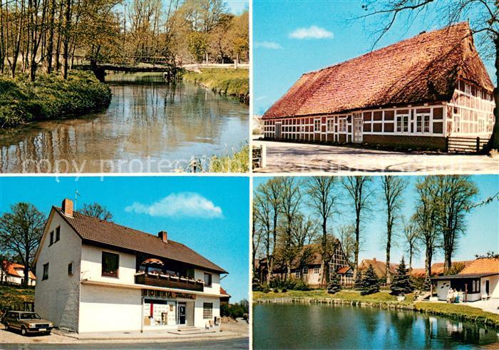 Moisburg Partie an der Este Edeka Markt Fachwerkhaus
