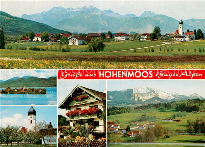 Hoehenmoos Panorama Blick zum Wendelstein Bayerische Alpen Fraueninsel Chiemsee