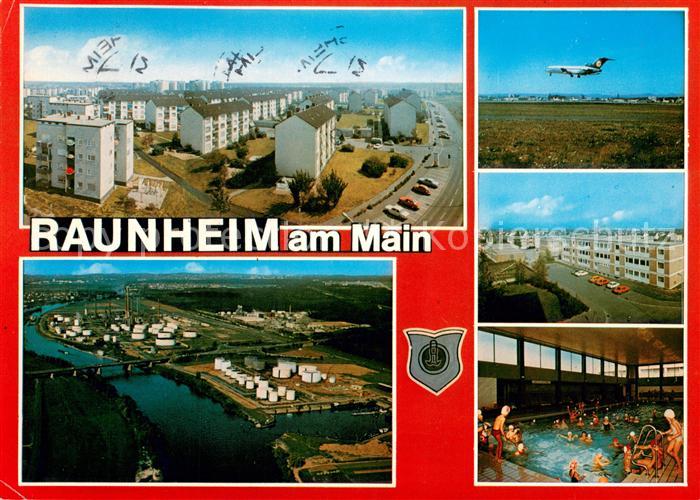 Raunheim Wohnsiedlung Flughafen Hallenbad Industrie Fliegeraufnahme