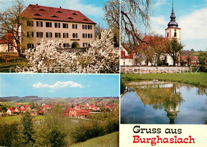 Burghaslach Bankgebaeude Kirche Panorama