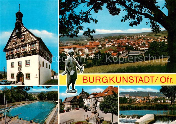 Burgkunstadt Gesamtansicht Historisches Gebaeude Fachwerk Freibad Ortszentrum We