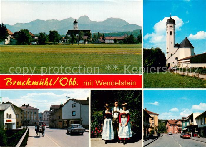 Bruckmuehl Rosenheim Ortsansicht mit Kirche Motive Innenstadt Trachten