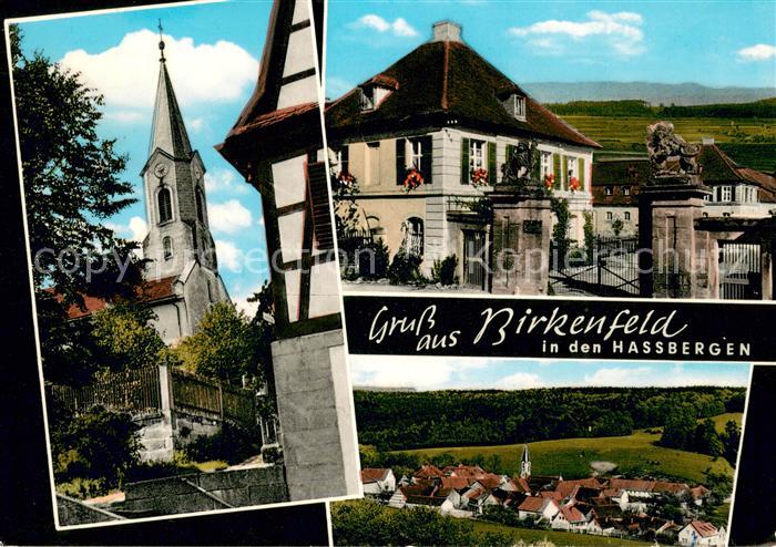 Birkenfeld Hassberge Blick zur Kirche Pension Gasthof am Loewentor Panorama