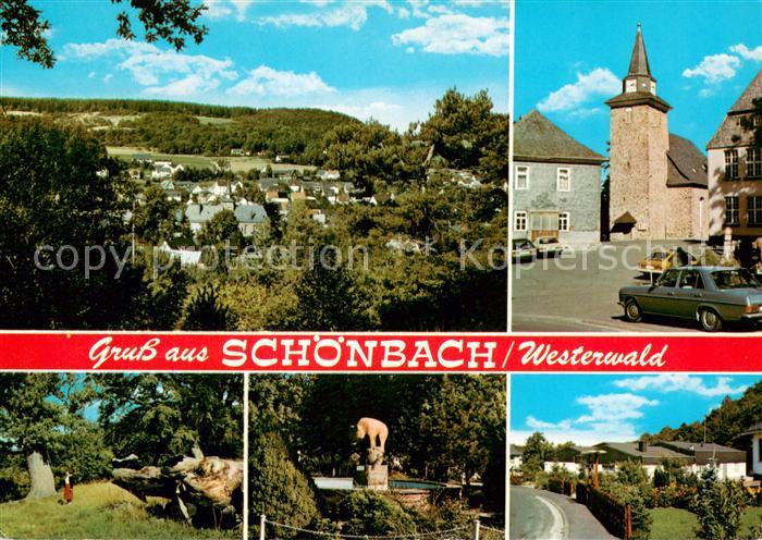Schoenbach Dillkreis Panorama Erholungsort Kirche Brunnen Landschaft