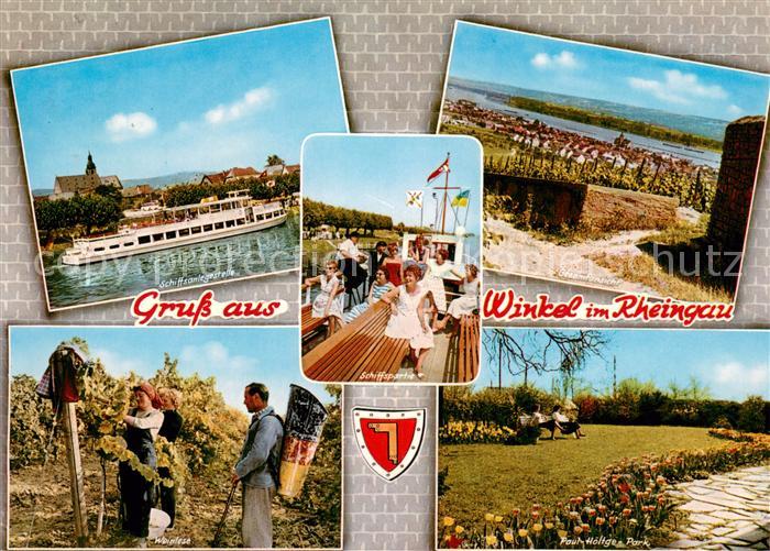 Winkel Oestrich-Winkel Schiffsanlegestelle Panorama Rhein Weinlese Paul Hoeltge