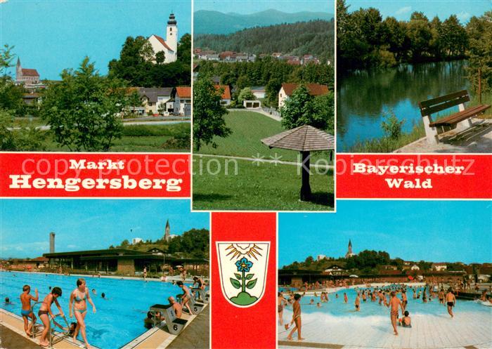 Hengersberg Ozon Hallenbad und Wellenbad Ortsansicht mit Kirche Partie am Fluss