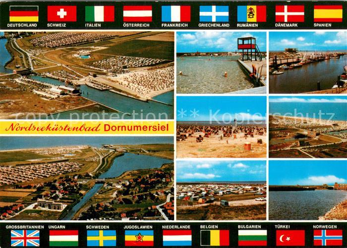 Dornumersiel Fliegeraufnahmen Strand Hafen Nationalflaggen