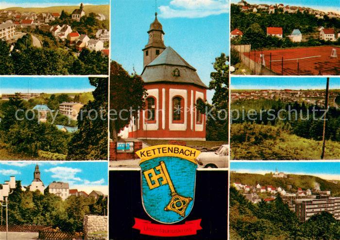 Kettenbach Taunus Ortsansichten Tennisanlage Kirche Landschaftspanorama