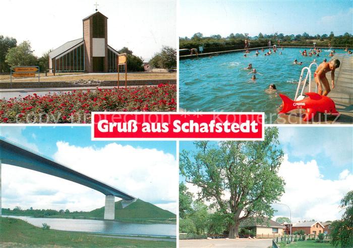 Schafstedt Kirche Freibad Ortsmotiv Bruecke