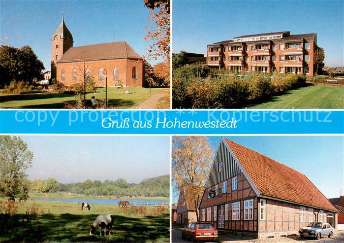 Hohenwestedt Kirche Wohngebaeude Fachwerkhaus Pferdekoppel Natur