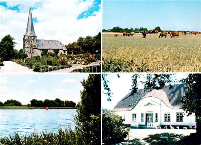 Soerup Kirche Viehweide Wohnhaus Partie am Wasser
