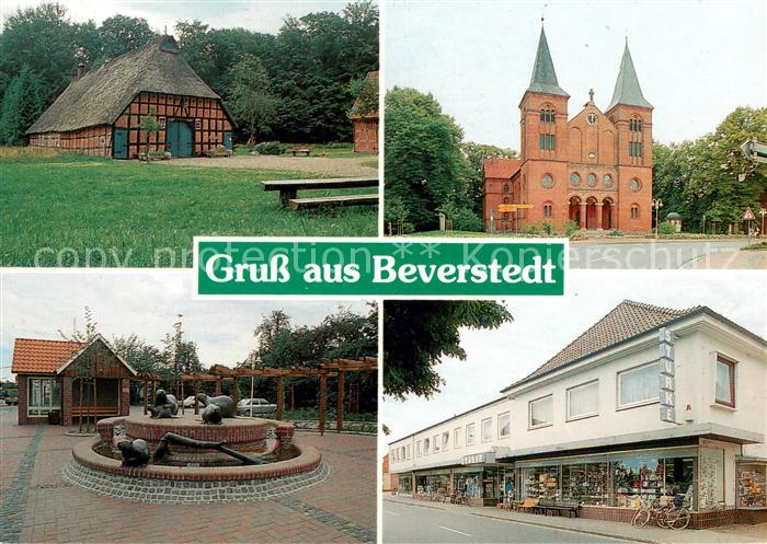 Beverstedt Fachwerkhaus Kirche Brunnen Geschaeftshaus