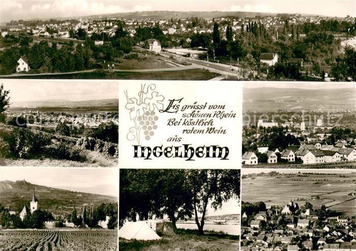 Ingelheim Rhein Panorama Teilansichten Camping Kirche