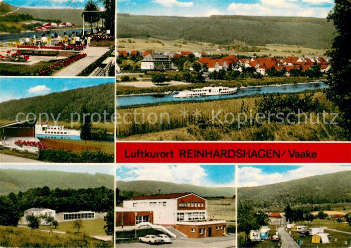 Vaake Weserpartien Fahrgastschiff Panorama Schule Campingplatz