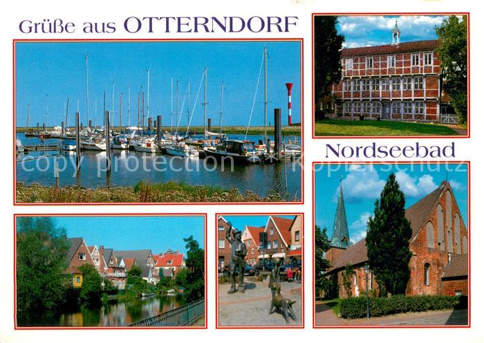 Otterndorf Niederelbe Yachthafen Teilansichten Skulptur Kirche