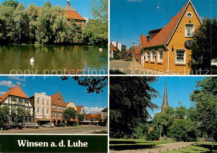 Winsen Luhe Teichpartie Gasthaus Geschaeftshaeuser Kirche Park