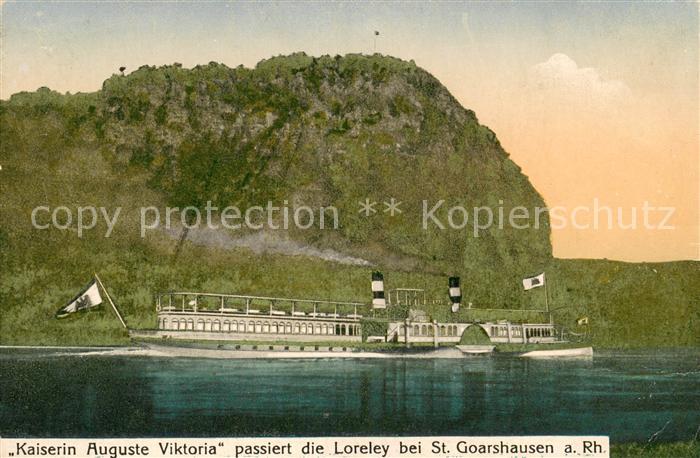 Dampfer Seitenrad Loreley bei st. Goarshausen a.Rh