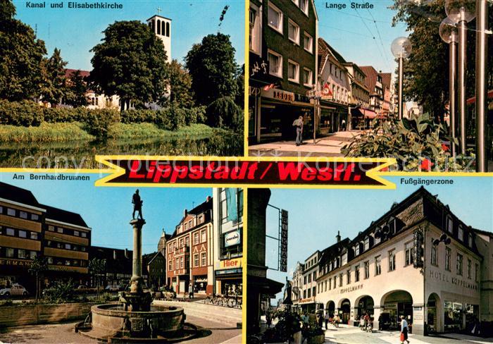 Lippstadt Kanal und Elisabethkirche Lange Strasse Am Bernhardbrunnen Fussgaenger