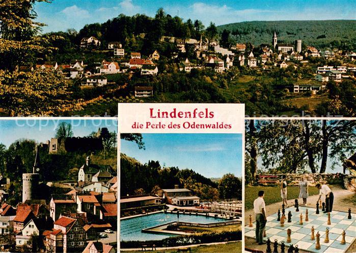 Lindenfels Odenwald Panorama Schloss Freibad Gartenschach
