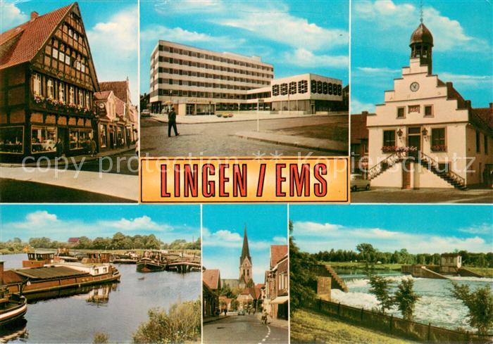 Lingen Ems Fachwerkhaus Commerzbank Rathaus Emspartie Kirche Stauwerk