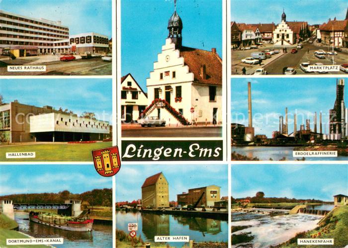 Lingen Ems Neues Rathaus Altes Rathaus Hallenbad Dortmund-Ems-Kanal Alter Hafen