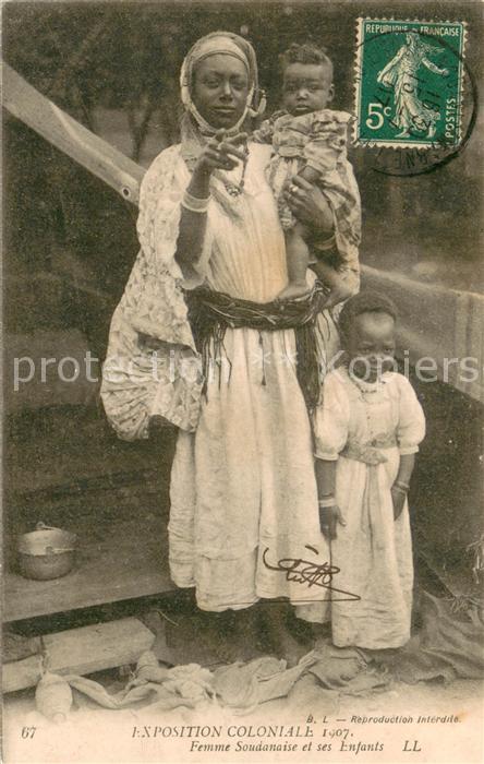 Sudan Africa Exposition Coloniale Femme Soudanaise et ses enfants