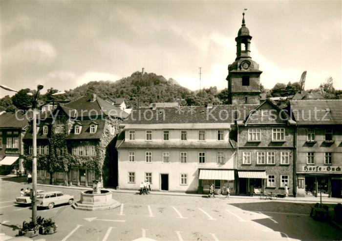 Bad Blankenburg Marktplatz Brunnen Blick zur Kirche