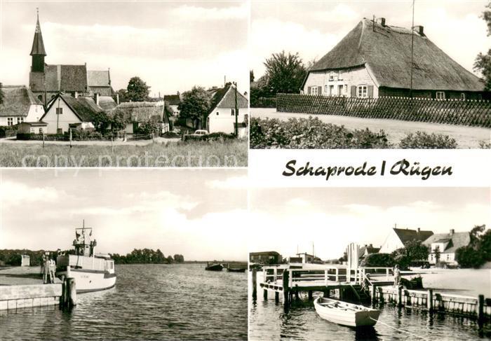 Schaprode Ortsansicht mit Kirch Partie am Bootsanleger