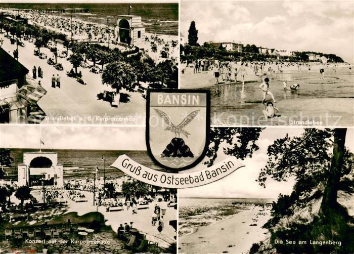 Bansin Ostseebad Strandleben Kurpromenade Konzertpavillon Die See am Langenberg