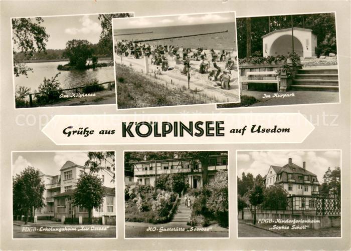 Koelpinsee Usedom Partie am Koelpinsee Strand Promenade Kurpark Musikpavillon FD