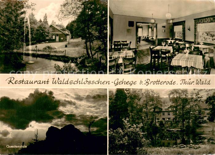 Brotterode Restaurant Waldschloesschen Gehege Thueringer Wald Questenstein Felse