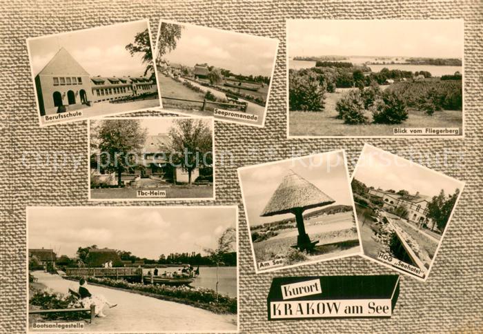 Krakow See Berufsschule Seepromenade Tbc-Heim Panorama Blick vom Fliegerberg Boo