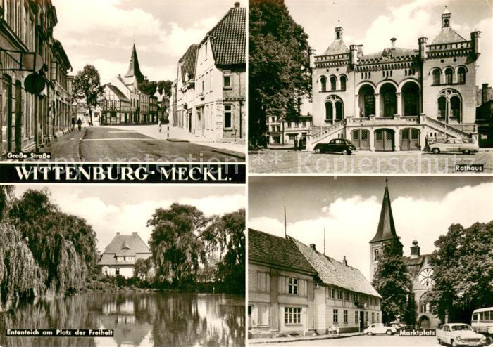Wittenburg Mecklenburg Grosse Strasse Rathaus Ententeich am Platz der Freiheit M