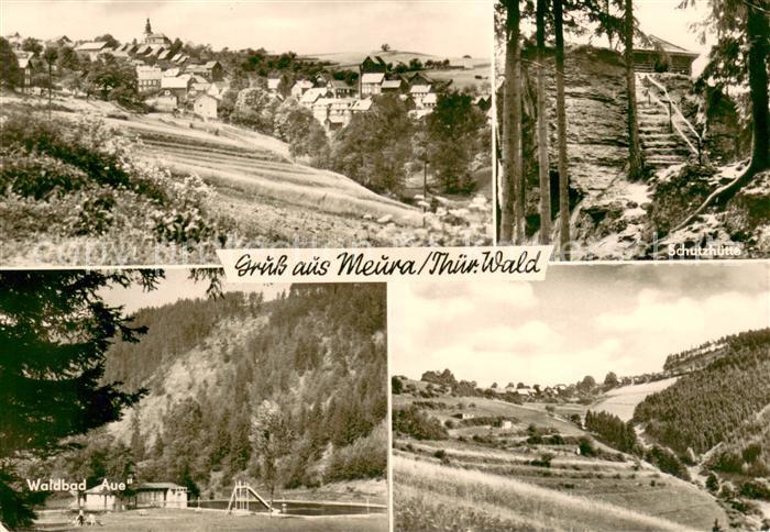 Meura Panorama Schutzhuette Waldbad Aue Landschaftspanorama Thueringer Wald