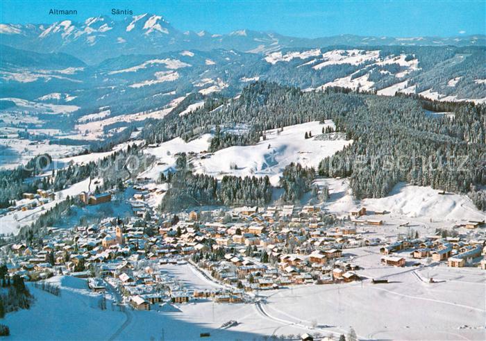 Oberstaufen Oberallgaeu Bayern Schrothkurort Wintersportplatz Alpen Fliegeraufn