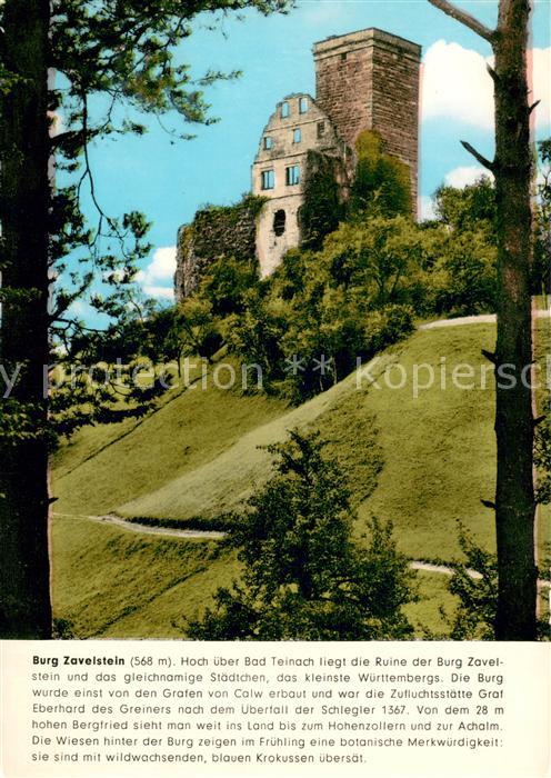 Bad Teinach-Zavelstein Burgruine Zavelstein Franckh Chronik Karte